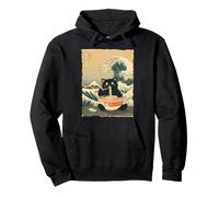 Funny Cat Ramen Great Wave Off Kanagawa Illustration Anime Cat Sweat à Capuche
