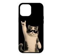 Funny Cat Rock Hand on Sign Musique Concert Garçon Fille Coque pour iPhone 12 Pro Max