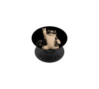 Funny Cat Rock Hand on Sign Musique Concert Garçon Fille PopSockets PopGrip Adhésif