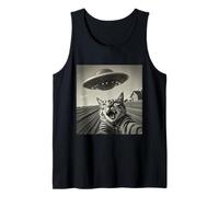 Funny Cat Selfie UFO Alien Invasion Extraterrestre Visite Débardeur