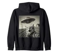 Funny Cat Selfie UFO Alien Invasion Extraterrestre Visite Sweat à Capuche