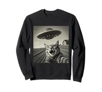 Funny Cat Selfie UFO Alien Invasion Extraterrestre Visite Sweatshirt
