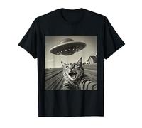 Funny Cat Selfie UFO Alien Invasion Extraterrestre Visite T-Shirt
