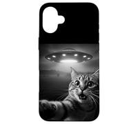 Funny Cat Selfie with Alien UFO Encounter Fun for Boys Girls Coque pour iPhone 16 Plus