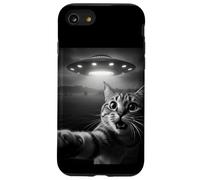 Funny Cat Selfie with Alien UFO Encounter Fun for Boys Girls Coque pour iPhone SE (2020) / 7/8