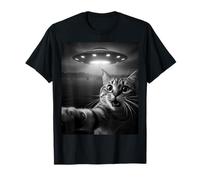 Funny Cat Selfie with Alien UFO Encounter Fun for Boys Girls T-Shirt