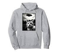 Funny Cat Selfie with UFOs - Cute Cat Joke UAPs Sweat à Capuche