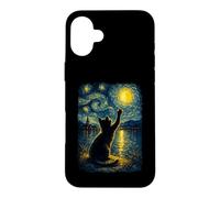 Funny Cat Starry Night Van Gogh Art Men Women Kids Coque pour iPhone 16 Plus