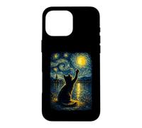 Funny Cat Starry Night Van Gogh Art Men Women Kids Coque pour iPhone 16 Pro Max