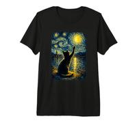 Funny Cat Starry Night Van Gogh Art Men Women Kids T-Shirt Haut de Gamme