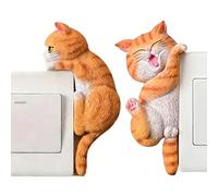 Funny Cat Switch Wall Stickers, Light Control Sticker | 2-Piece 2D Cute Home Decor | Cartoon Cat Walls Decals Wall Decor,for Renters Animal Lovers Kids Room Bedroom Kitchen Nursery Offices