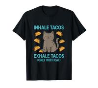 Funny Cat Tacos Graphic Inshale Exhale Cat Lover Novelty T-Shirt
