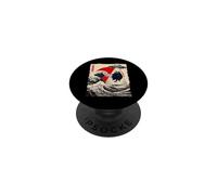 Funny Cat UFO Abduction Great Wave Kanagawa Anime Fat Cat PopSockets PopGrip Adhésif