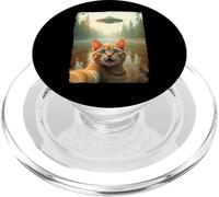 Funny Cat UFO Encounter Hilarious Cat Selfie Aliens PopSockets PopGrip pour MagSafe