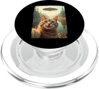 Funny Cat UFO Encounter Hilarious Cat Selfie Aliens PopSockets PopGrip pour MagSafe
