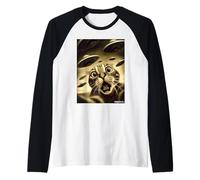 Funny Cat UFO Invasion Alien Fun Manche Raglan