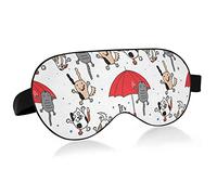 Funny Cats Dogs Red Umbrella Raindrops Eye Masks Cover Blocks Light Sleep Mask Shade Cover Blindfold Relaxing Eyeshade Cover avec serre-tête réglable pour hommes femmes enfants