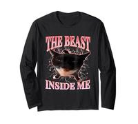 Funny Cats Humour The Beast Inside Me Cute Silly Cat Meme Manche Longue