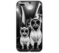 Funny Cats in Hoodies Lunettes de Soleil à Verres Fisheye Coque pour iPhone 7 Plus/8 Plus