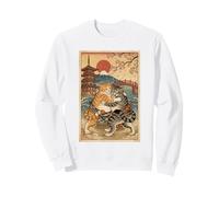 Funny Cats Sumo Wrestling Art Japonais Anime Ukiyo-e Graphic Sweatshirt