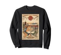 Funny Cats Sumo Wrestling Art Japonais Anime Ukiyo-e Graphic Sweatshirt