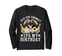 Funny Champagne Grandparents Did You GNOME It`s My Birthday Manche Longue