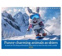 Funny charming animals as skiers (Wall Calendar 2026 DIN A4 landscape), CALVENDO 12 Month Wall Calendar: A must-have for all skiing enthusiasts who want to start the day with a smile