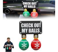 Funny Check Out My Balls Christmas Hitch Cover Set, Swinging Christmas Trailer Hitch, Novelty Holiday Trailer Hitch Ornamen, 2x2 Inch Gag Prank Holiday Car Truck Decoration, for Men Friends Family (1)