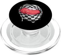 Funny Checkered Black White Lip Racer Race Racing Car Women PopSockets PopGrip pour MagSafe