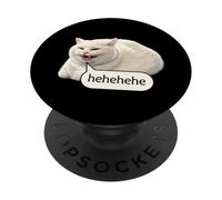 Funny Cheesy Cat Smile Meme Silly Weird Chubby Cat Face PopSockets PopGrip Adhésif