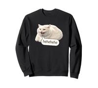 Funny Cheesy Cat Smile Meme Silly Weird Chubby Cat Face Sweatshirt