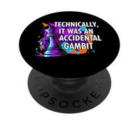 Funny Chess Player Accidental Gambit Blunder Quote PopSockets PopGrip Adhésif