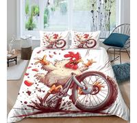 Funny chicken Ensemble De Literie 3 Pièces 3D Imprimée Hypoallergique Cartoon animal humor Parure de Lit avec 2 x Taies d'oreiller Respirante for Chambre de adolescents Super king（260x220cm）