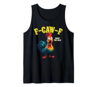Funny Chicken F-CAW-F What The Heli Rooster Humour Meme Débardeur