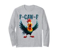 Funny Chicken F-CAW-F What The Heli Rooster Humour Meme Manche Longue