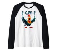 Funny Chicken F-CAW-F What The Heli Rooster Humour Meme Manche Raglan