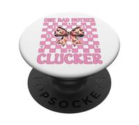 Funny Chicken Farm Chicken Girl Mom One Bad Mother Clucker PopSockets PopGrip Adhésif