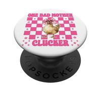 Funny Chicken Farm Chicken Girl Mom One Bad Mother Clucker PopSockets PopGrip Adhésif