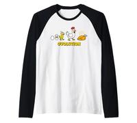 Funny Chicken Life Cycle Graphic Egg to Dinner Comédie Tee Manche Raglan