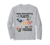 Funny Chicken Mom Easily Distracted by Plants & Peckers Sage Manche Longue