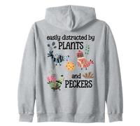 Funny Chicken Mom Easily Distracted by Plants & Peckers Sage Sweat à Capuche