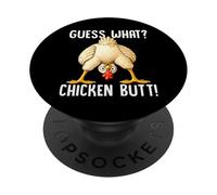 Funny Chicken Pun Guess What Chicken Butt Hilarant Saying PopSockets PopGrip Adhésif