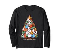 Funny Chickens Christmas Tree Tee - Chicken Farmer Lady Manche Longue