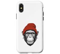 Funny Chimpanzee Ape Animal Beanie Coque pour iPhone X/XS