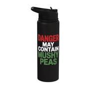 Funny Chip Shop Blagues Danger May Contain Mushy Peas Stainless Steel Insulated Water Bottle