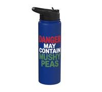 Funny Chip Shop Blagues Danger May Contain Mushy Peas Stainless Steel Insulated Water Bottle