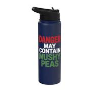 Funny Chip Shop Blagues Danger May Contain Mushy Peas Stainless Steel Insulated Water Bottle
