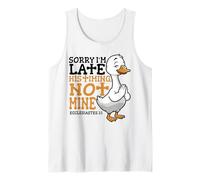 Funny Christian Jesus Sorry Im Late His Timing Praying Goose Débardeur