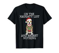 Funny Christmas American Staffordshire Terrier Naughty List T-Shirt