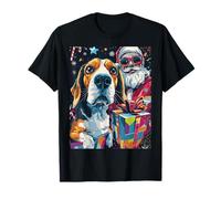 Funny Christmas Beagle Selfie with Santa Xmas T-Shirt
